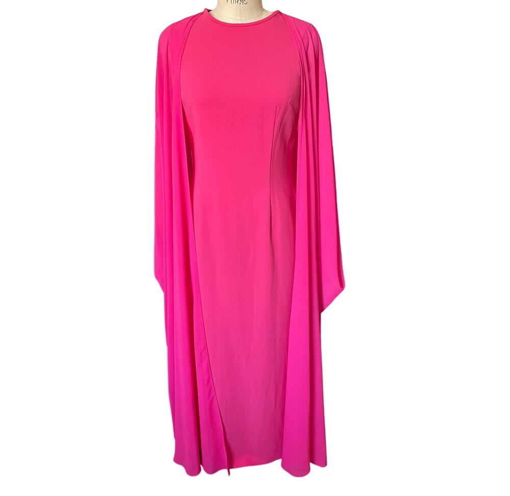 Teri Jon by Rickie Freeman Pink Cape Formal Gown Dress Size 6 Black Tie Wedding